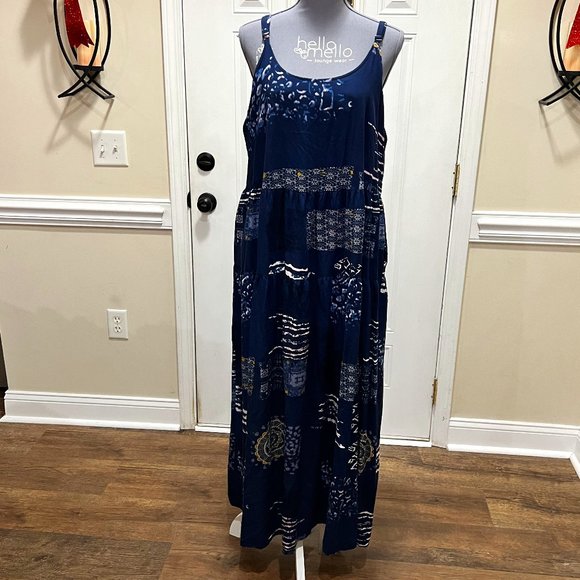 Blue Bohemian Dress with Pockets - Picture 1 of 1